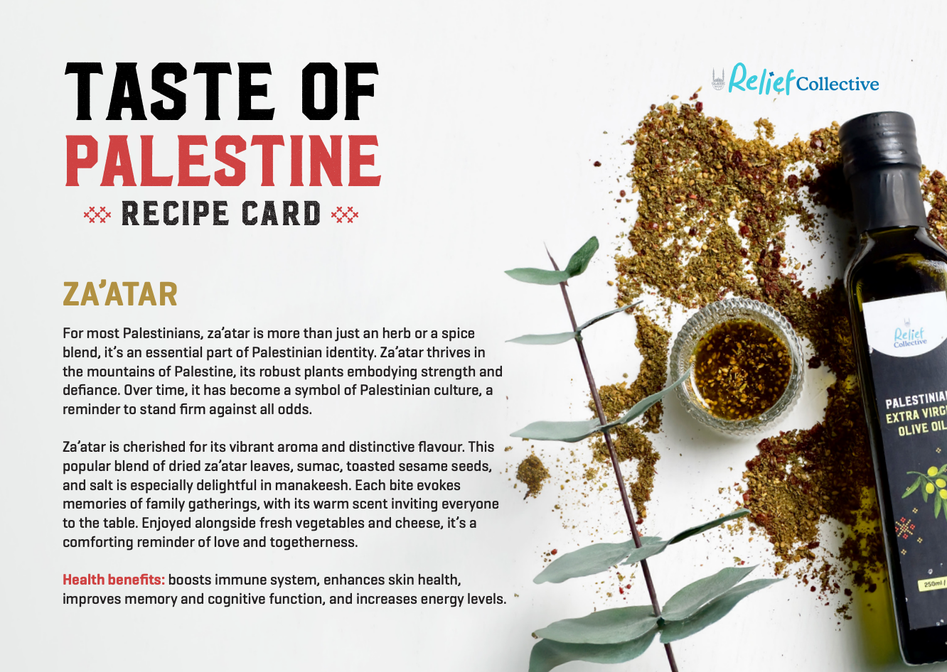 Taste of Palestine — Downloadable Recipe Card