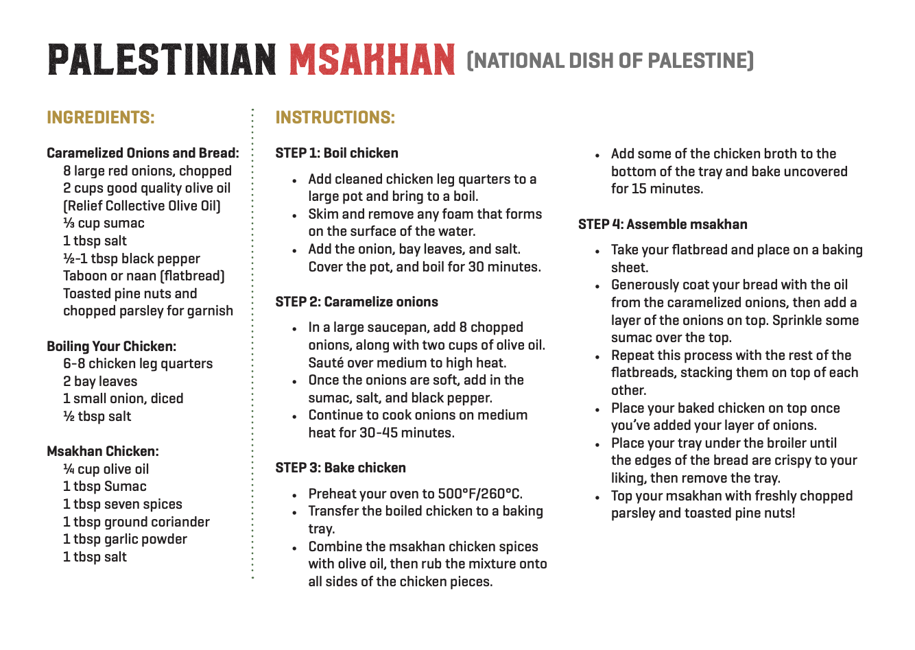 Taste of Palestine — Downloadable Recipe Card