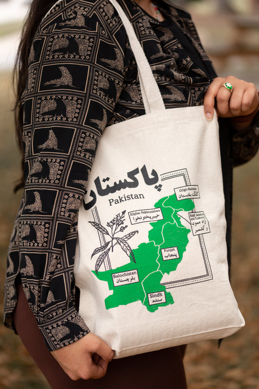 Pakistan Map Canvas Tote